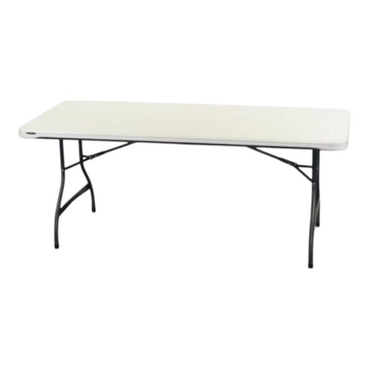 Plastic “Lifetime” Trestle Table, 6’x2’6″ – L72″xW30″xH29″ (182x76x73cm)